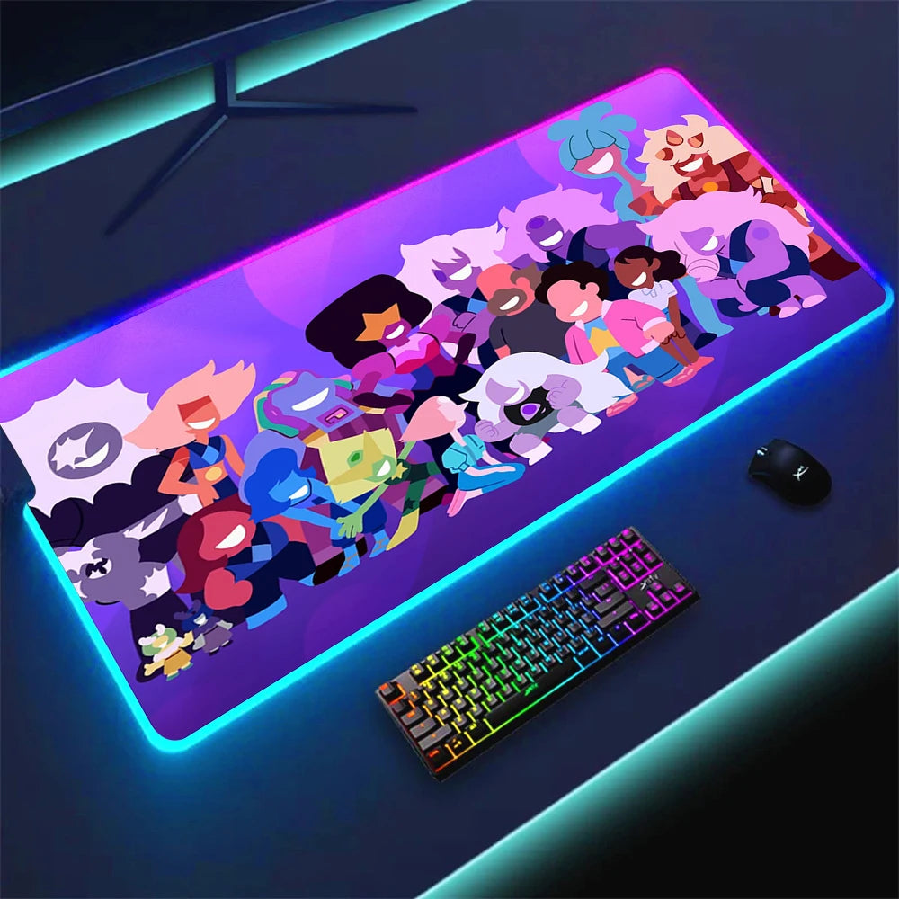 RGB Anime Gaming Mouse Pad with LED Lighting Non-slip Surface Large Waterproof Desk Mat