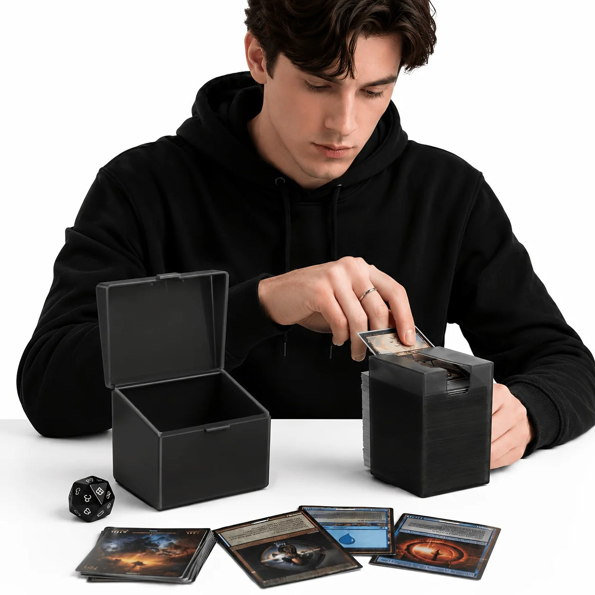 Premium Card Storage Case with Hard EVA Shell and 5 Deck Boxes for Trading and Sports Cards