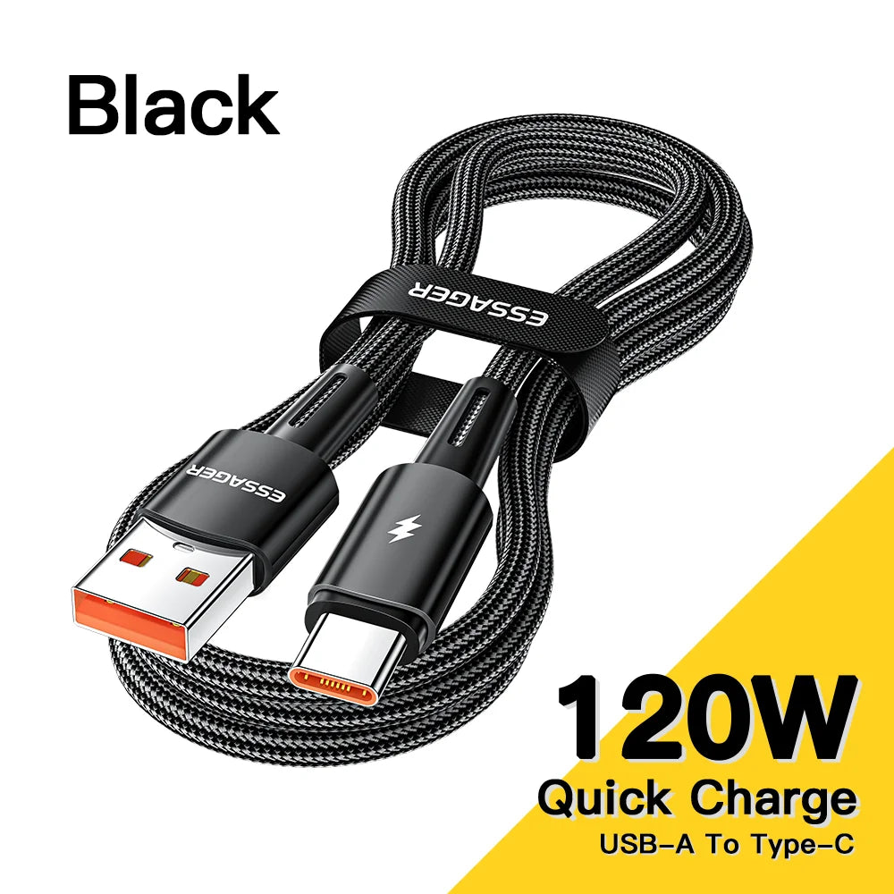 120W USB-C Super Fast Charge Cable 6A High-Power Quick Charge for Xiaomi Redmi Black Shark