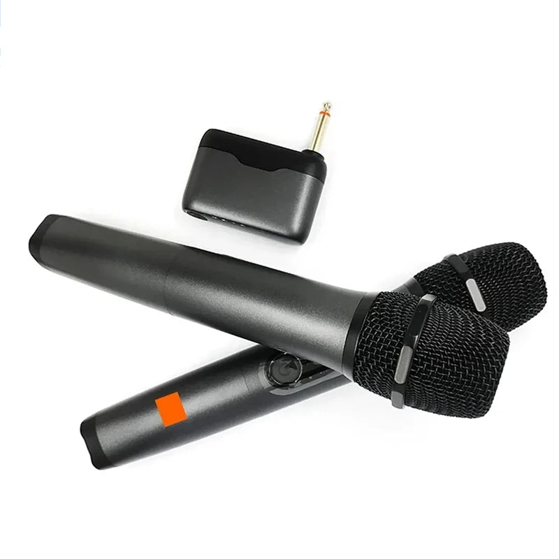Dual Channel Wireless Portable Microphone System with Clear Voice UHF Connection
