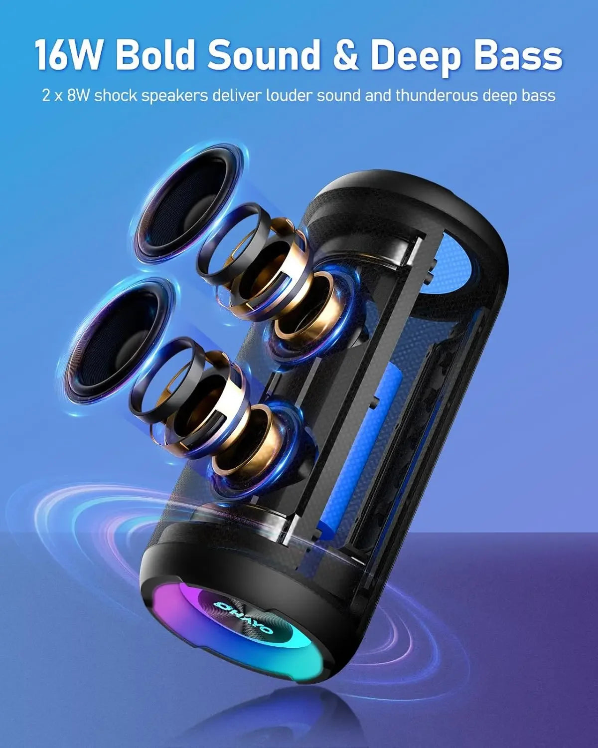 Portable LED Camping Lantern Bluetooth Speaker with RGB Light Display for Outdoor Use