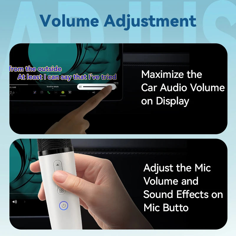 Wireless Rechargeable Bluetooth Tesla Car Karaoke Microphone with USB-C Aux Receiver