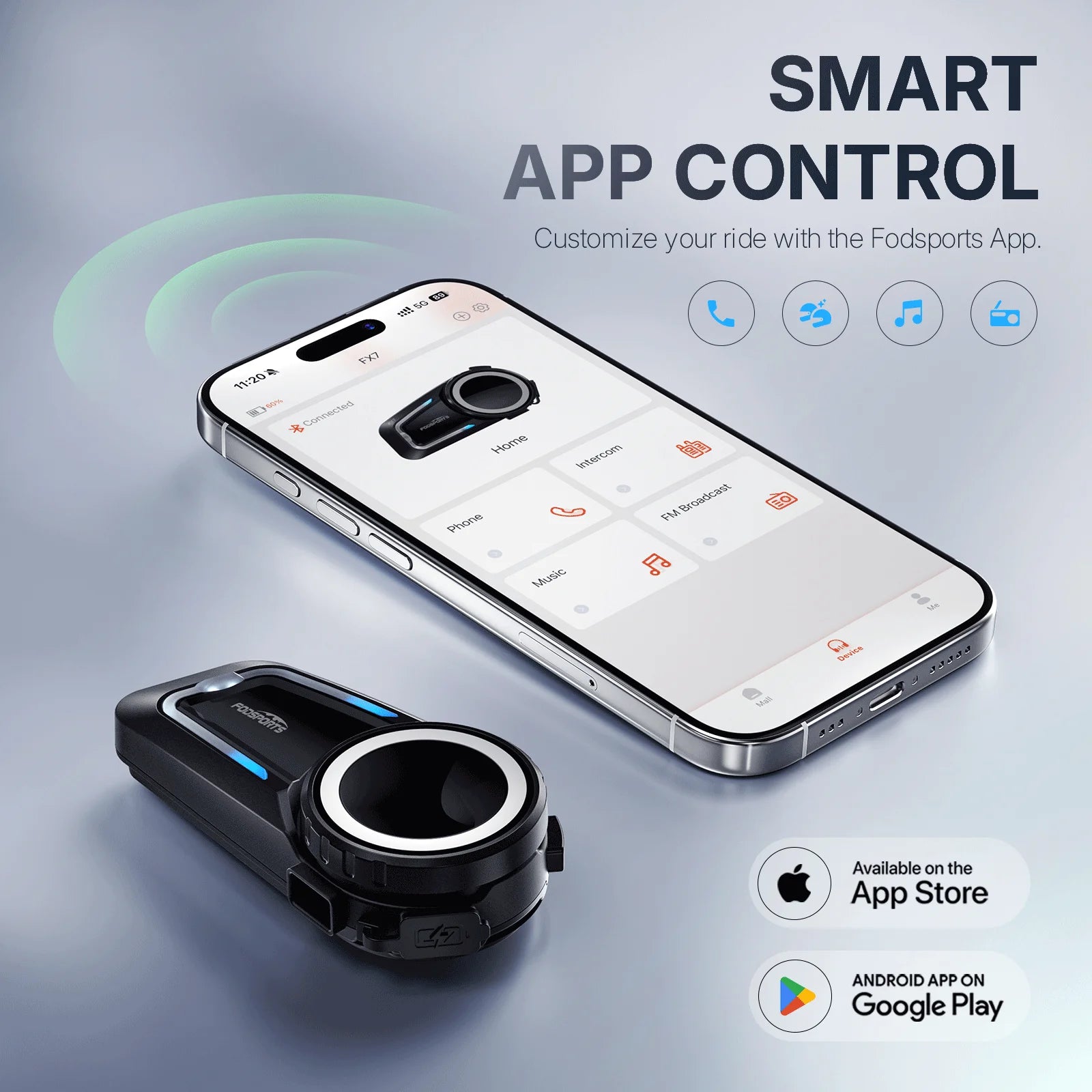 Mesh Bluetooth Motorcycle Helmet Intercom Headset with 10 Rider Group, 2000m Range, Waterproof