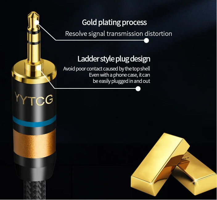Premium 3.5mm to RCA Audio Cable with Gold Plated Connectors and OFC HiFi Sound Quality