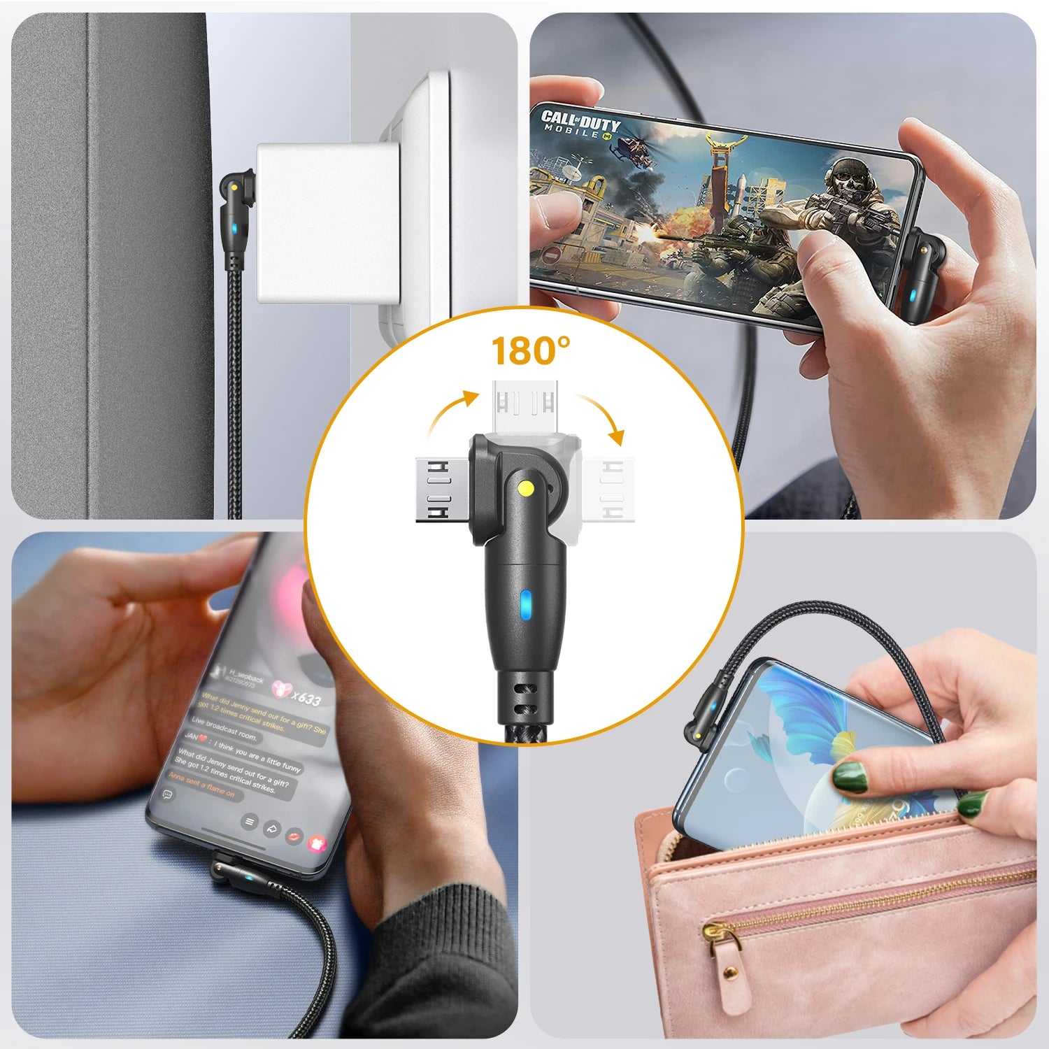 Fast Charging 3A Micro USB Cable for Android Phones with Braided Design and Data Sync