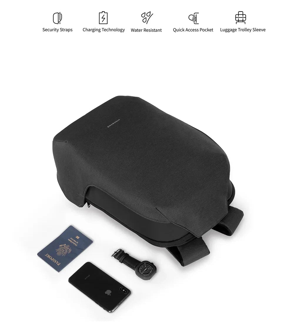 Anti-theft laptop backpack with USB charging, water resistant, 15.6 inch business and school use