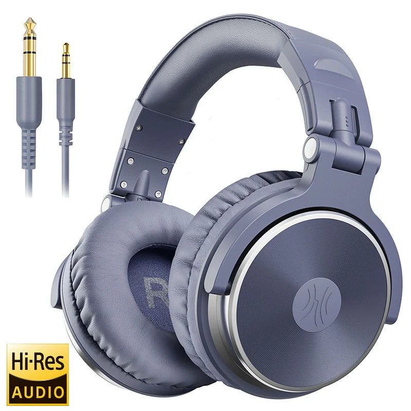 Professional Wired Studio Monitor Headphones with Microphone Over Ear Headset for Mixing and Gaming