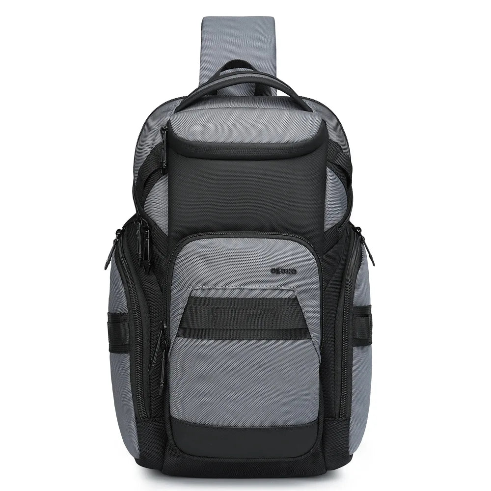 Men’s Lightweight Multi-functional Crossbody Chest Bag with USB Charging and Water Resistant Oxford Fabric