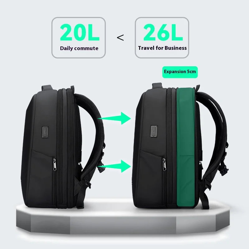 Expandable business laptop backpack anti-theft with USB port for travel and everyday use 15 inch