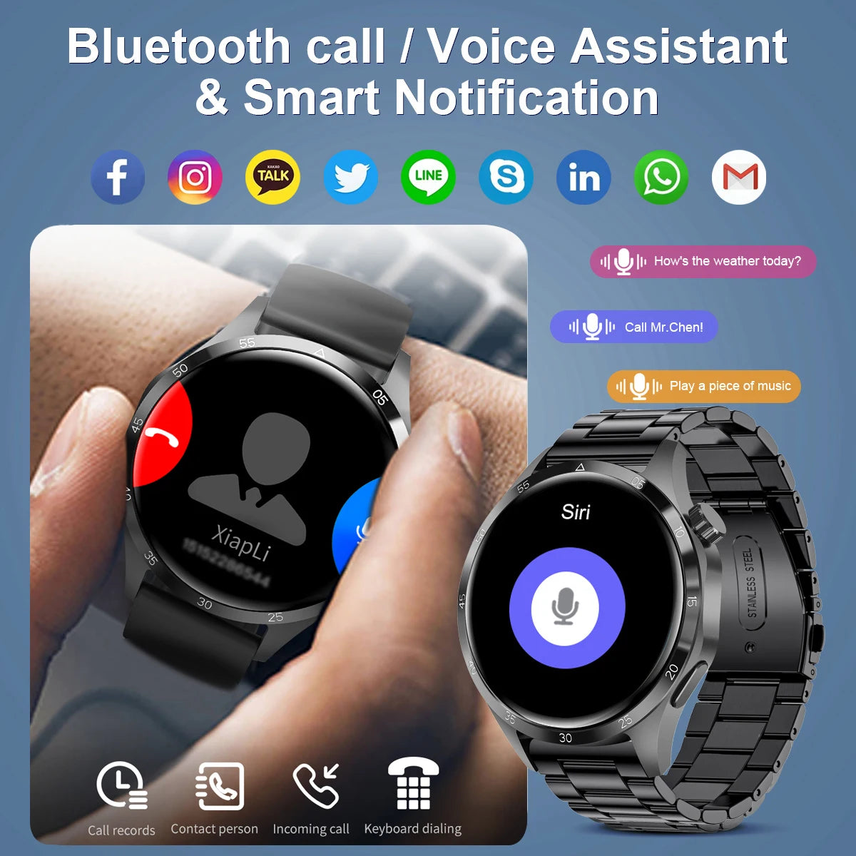 Bluetooth Calling Smartwatch with GPS Tracking and Health Monitoring for Fitness and Sports