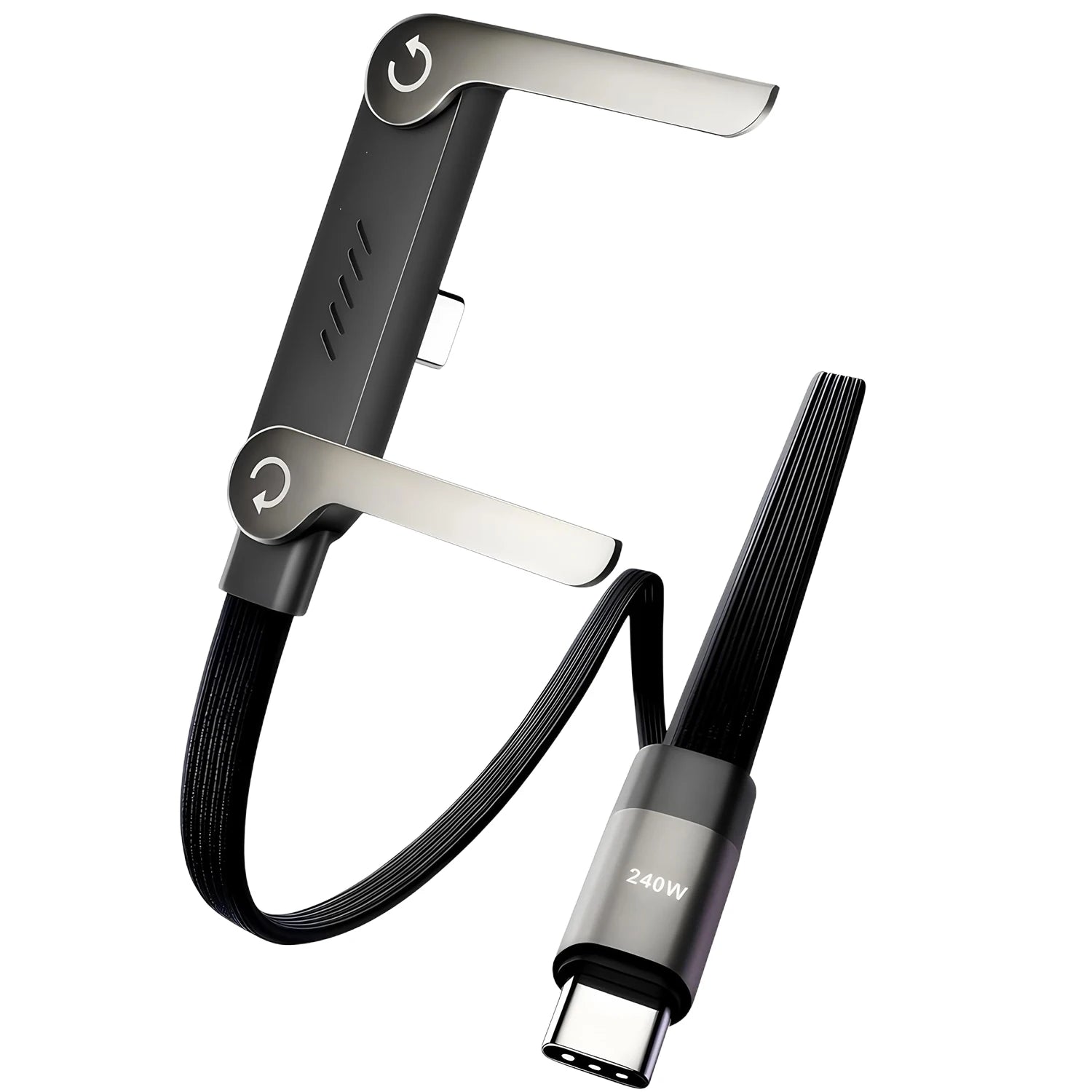Foldable Phone and Tablet Stand with Dual Fast Charging Cable and 360 Degree Rotation