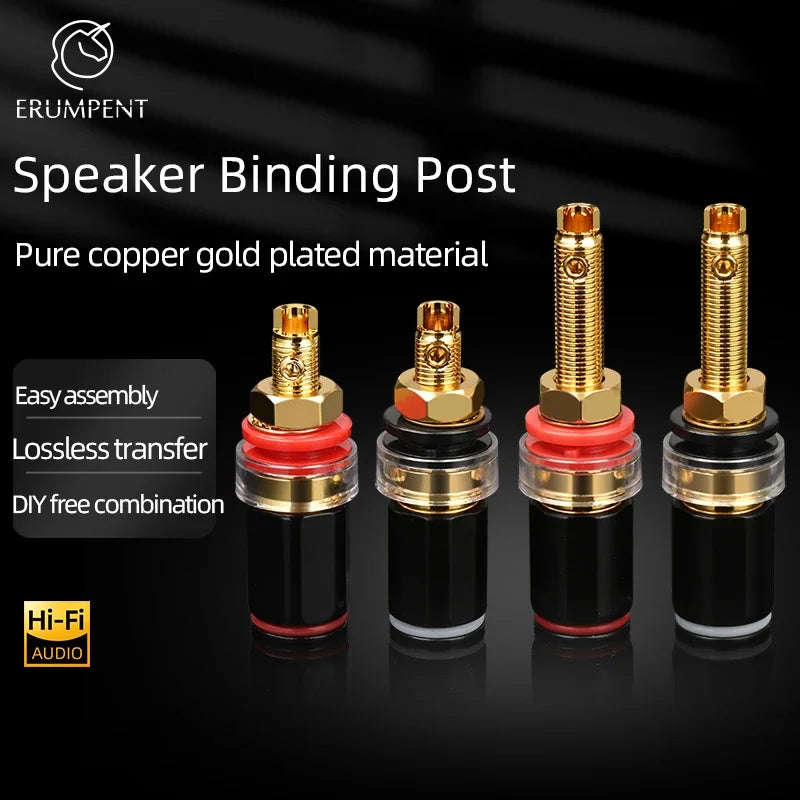 Gold Plated Copper Speaker Binding Posts Banana Jack Connectors for High Fidelity Audio