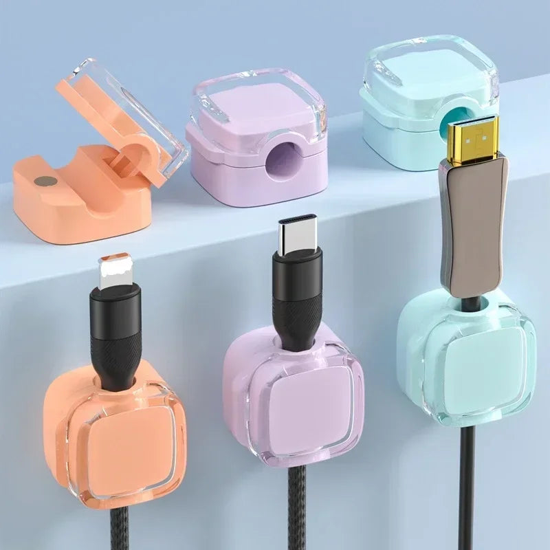 VIKEFON Magnetic Cable Organizer Clip Set, Adjustable Acrylic Wire Keeper for Desk & Wall