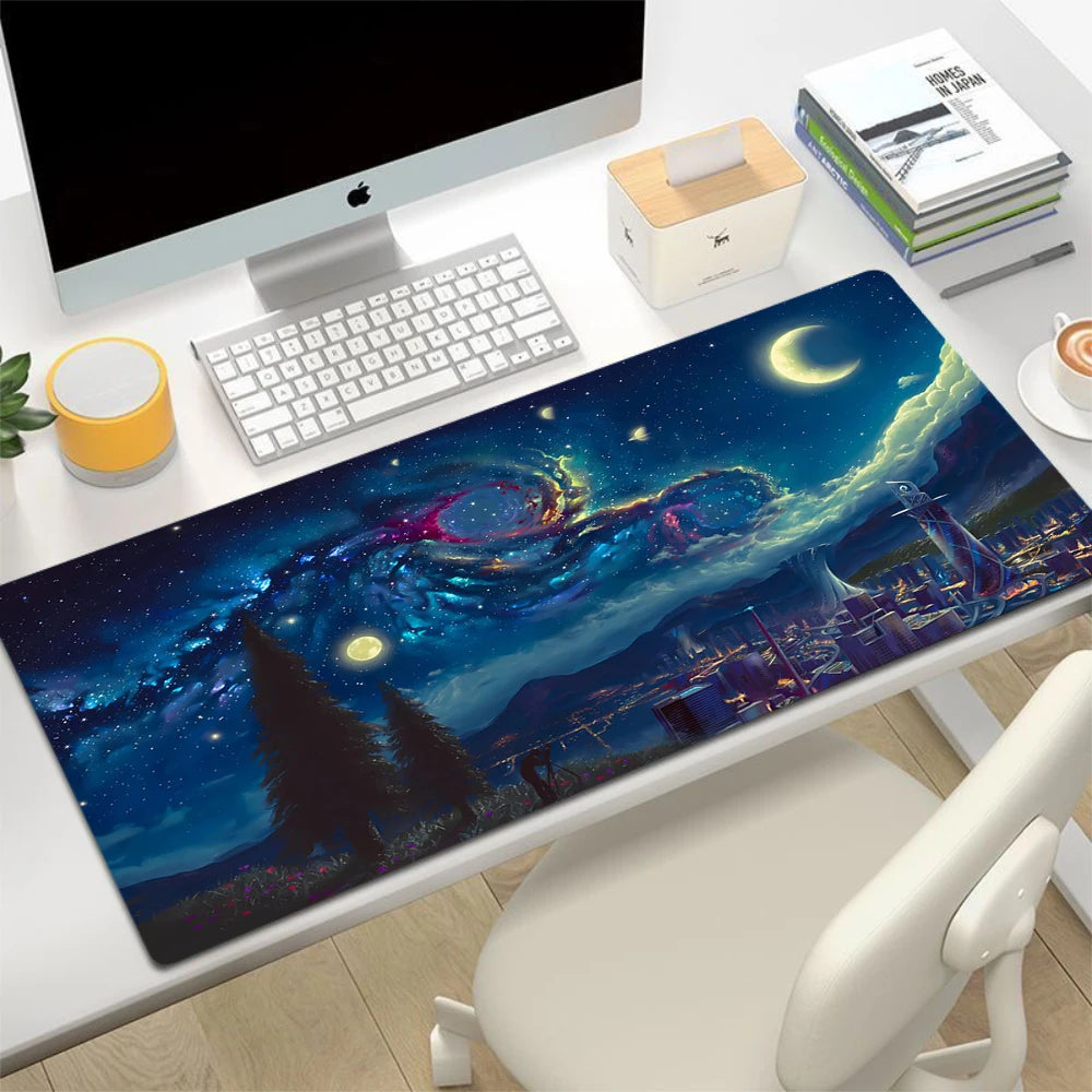 XXL Extended Anti-Slip Starry Sky Mouse Mat for PC Gaming Desks and Office Keyboards