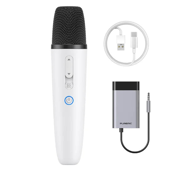 Wireless Rechargeable Bluetooth Tesla Car Karaoke Microphone with USB-C Aux Receiver