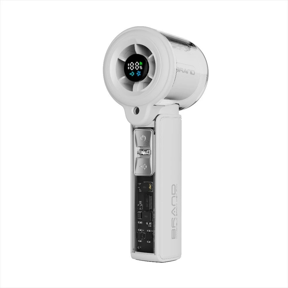 Portable Rechargeable Handheld Fan with Water Mist Spray and Digital Display for Outdoor Use
