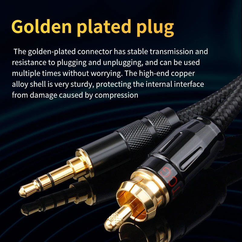 High Fidelity 3.5mm to RCA SPDIF Coaxial Audio Cable for Amplifiers Speakers and Computers
