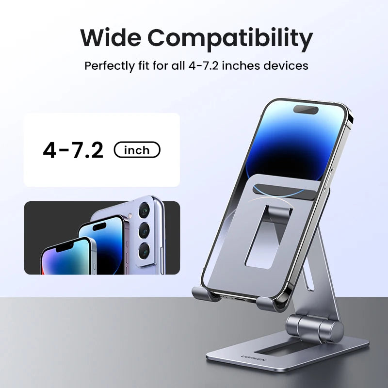 Adjustable Aluminium Desk Phone Stand Holder for Smartphones and Small Tablets 4 to 7.2 Inch