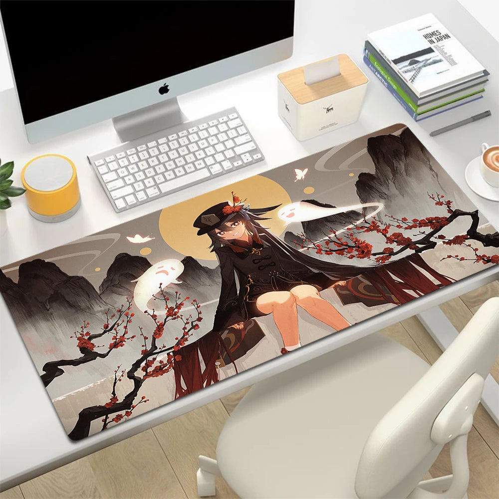 XL Anime Gaming Mouse Pad with Anti-slip Rubber Base, Stitched Edges, Custom Print Options