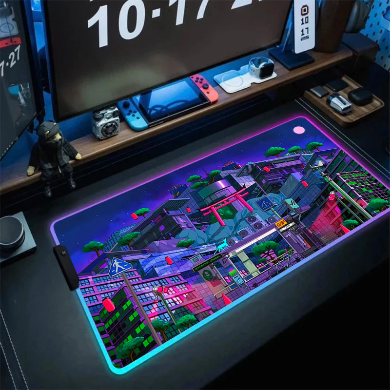 Large RGB Gaming Mouse Pad with Backlight Non Slip Surface for Keyboard and Desk Protection