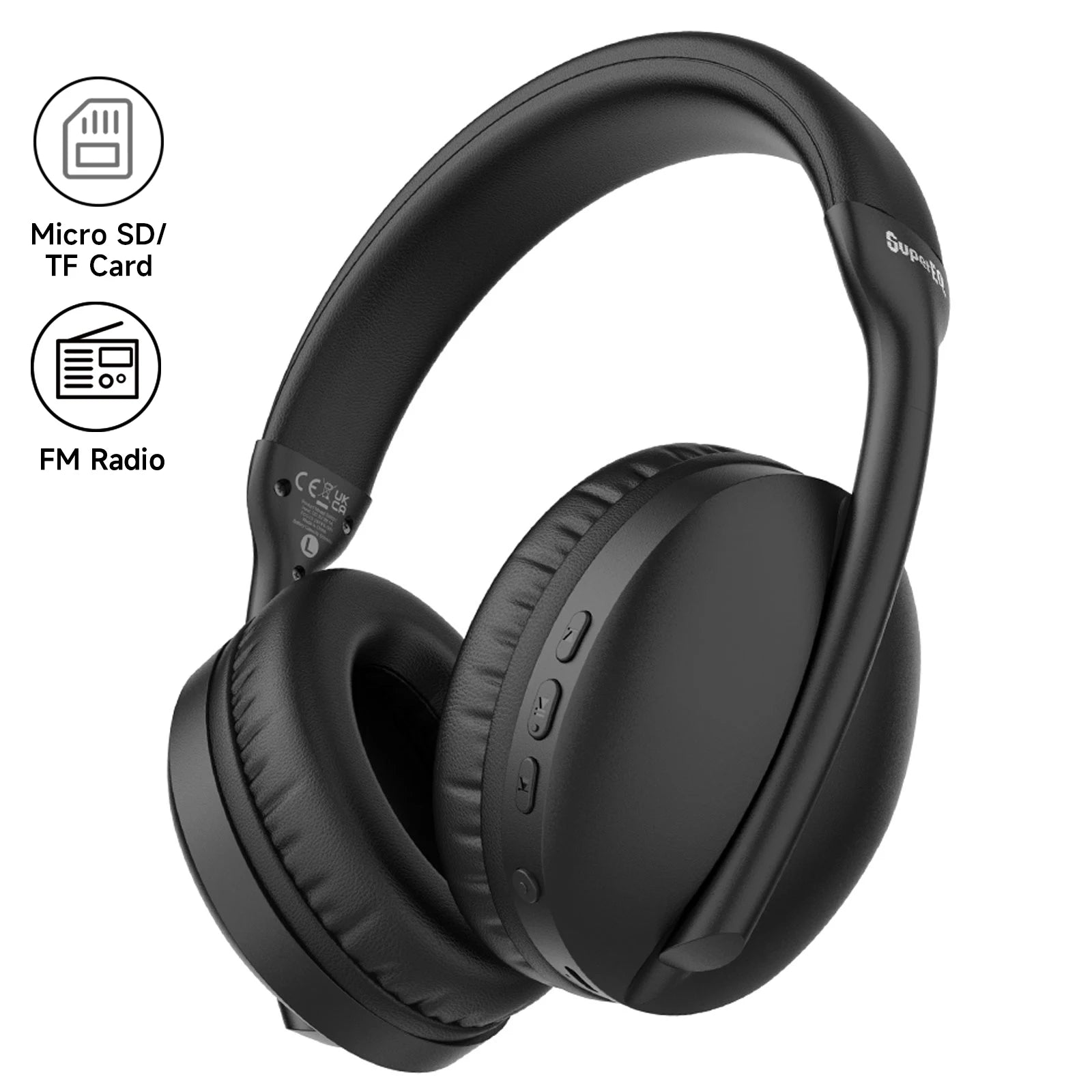 Wireless Bluetooth 5.3 Over-Ear Headphones Micro SD Card Slot FM Radio HiFi Stereo Headset with Mic