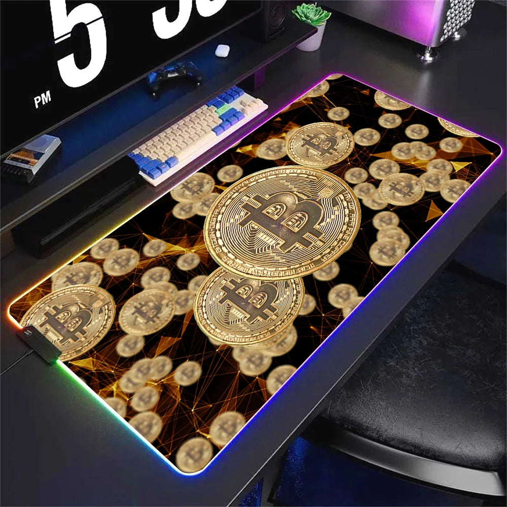 Large RGB Gaming Mouse Pad Non-slip Waterproof Desk Mat with Backlit Edge for Office and Gaming