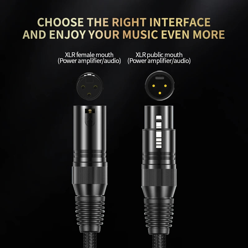 HiFi XLR Male to Female Stereo Audio Cable Gold-Plated Professional Microphone and Sound System Lead