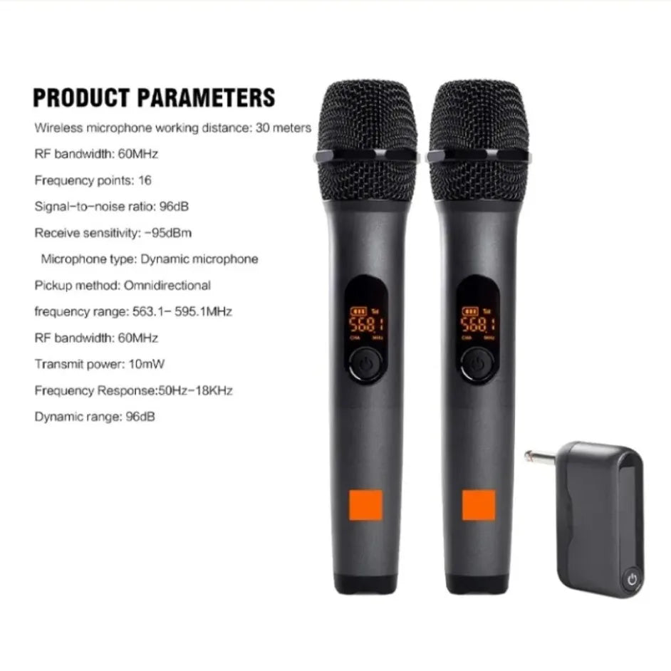 Dual Channel Wireless Portable Microphone System with Clear Voice UHF Connection