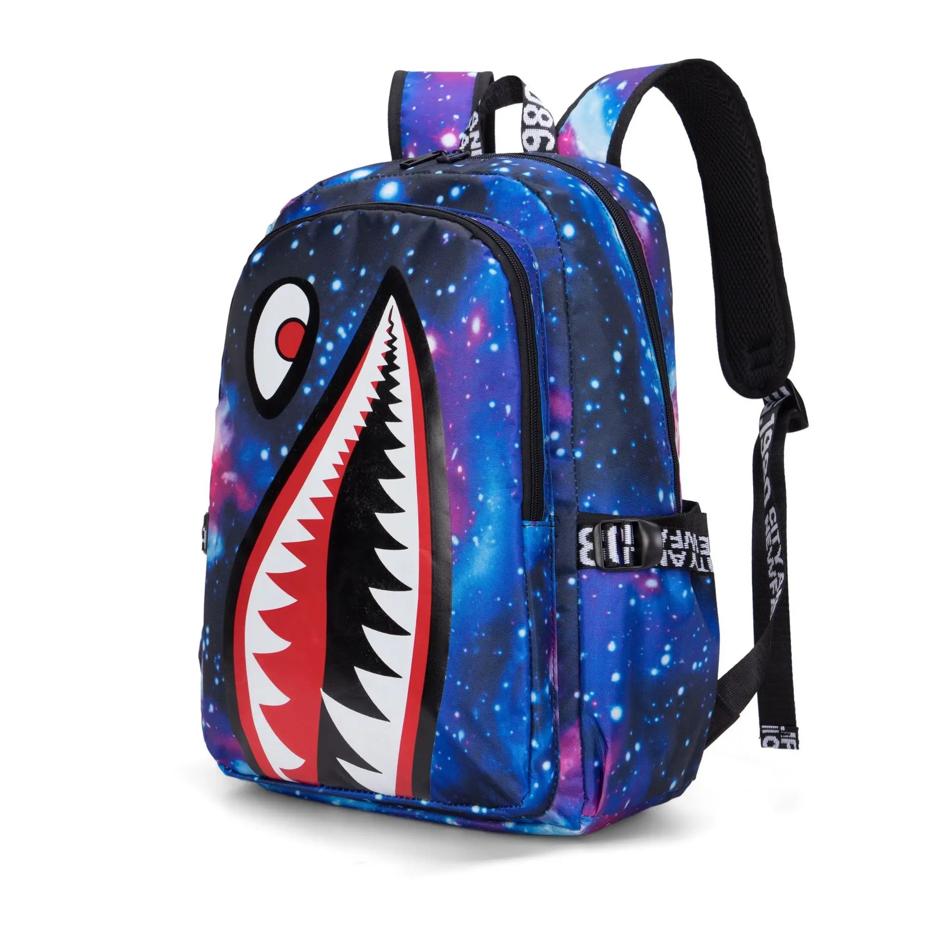 Children’s Shark Print Large Capacity Backpack for Kids Lightweight Durable Cartoon School Bag