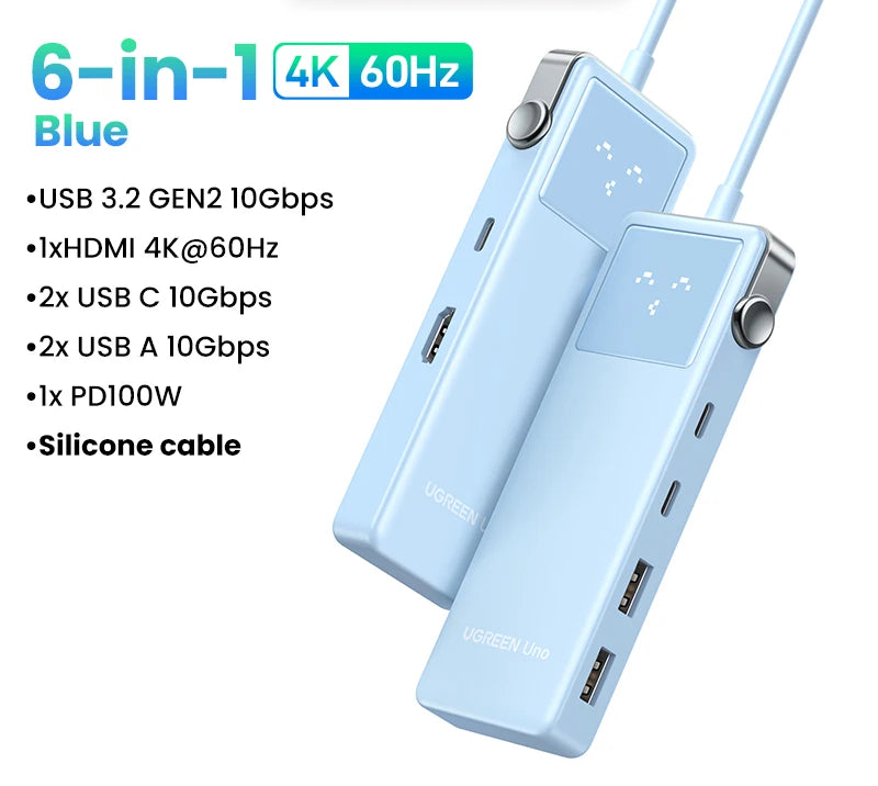 USB-C 7-in-1 Hub with 4K60Hz HDMI, Gigabit Ethernet, Power Delivery 100W, USB 3.0 Docking Station