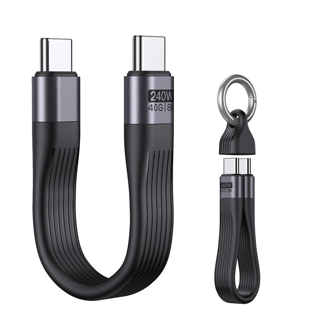 240W USB4 Type C to Type C Short Cable 40Gbps Fast Charging Data Cable for Laptop and Phone