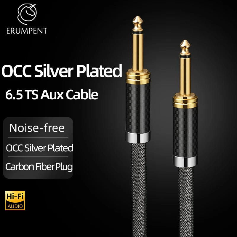 Premium 6.5mm to 6.5mm Mono Audio Cable for Guitar Amplifier Speaker and Studio Equipment