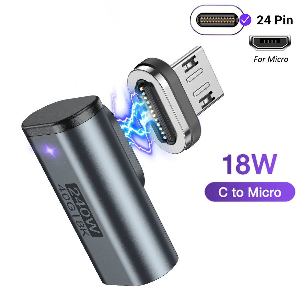 USB C Magnetic Adapter 40Gbps 8K 60Hz 240W PD Fast Charge Converter for Laptops and Devices