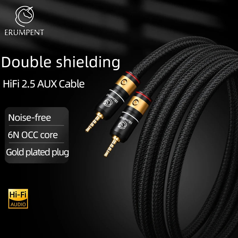 Premium 2.5mm OCC Audio Cable Gold Plated HiFi Aux Cord for Earphone DAC and Amplifier
