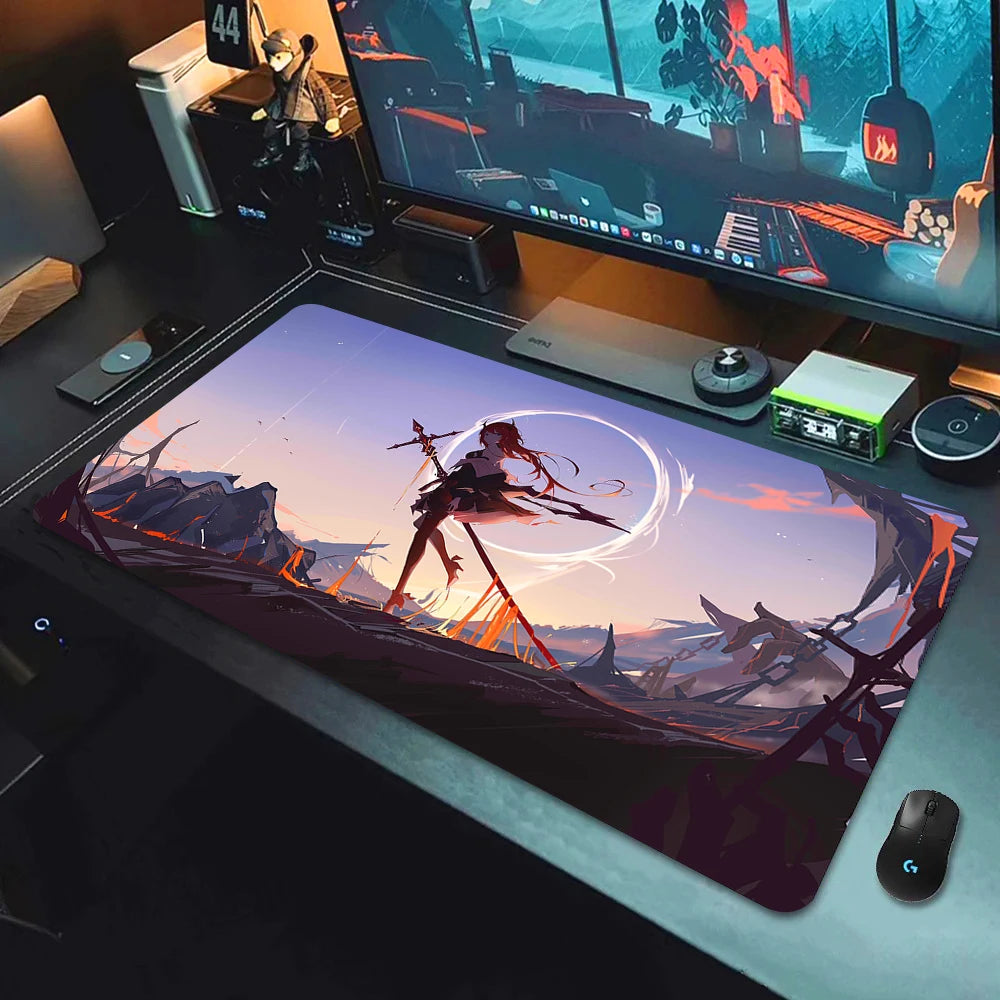 Large Gaming Mouse Pad with Non-Slip Rubber Base and Anime-Inspired Design for E-Sports Setups