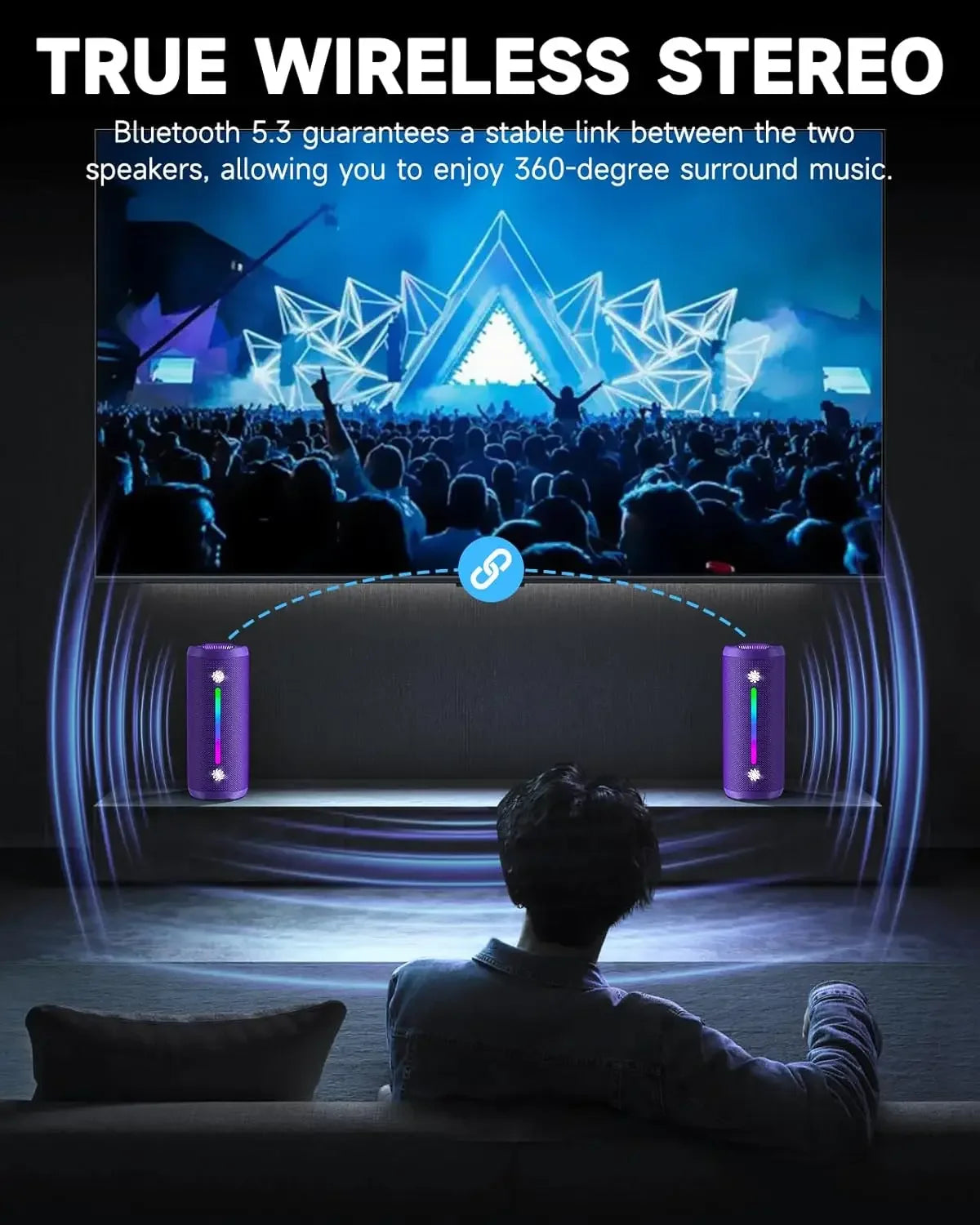 Outdoor Portable Bluetooth Speaker with RGB Lights Powerful Bass and IPX7 Waterproof Design