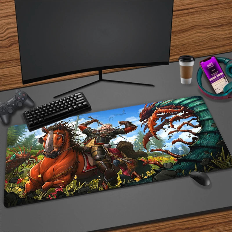 Large Cartoon Gaming Mouse Pad with Stitched Edges Non-Slip Rubber Base for Desktops and PCs