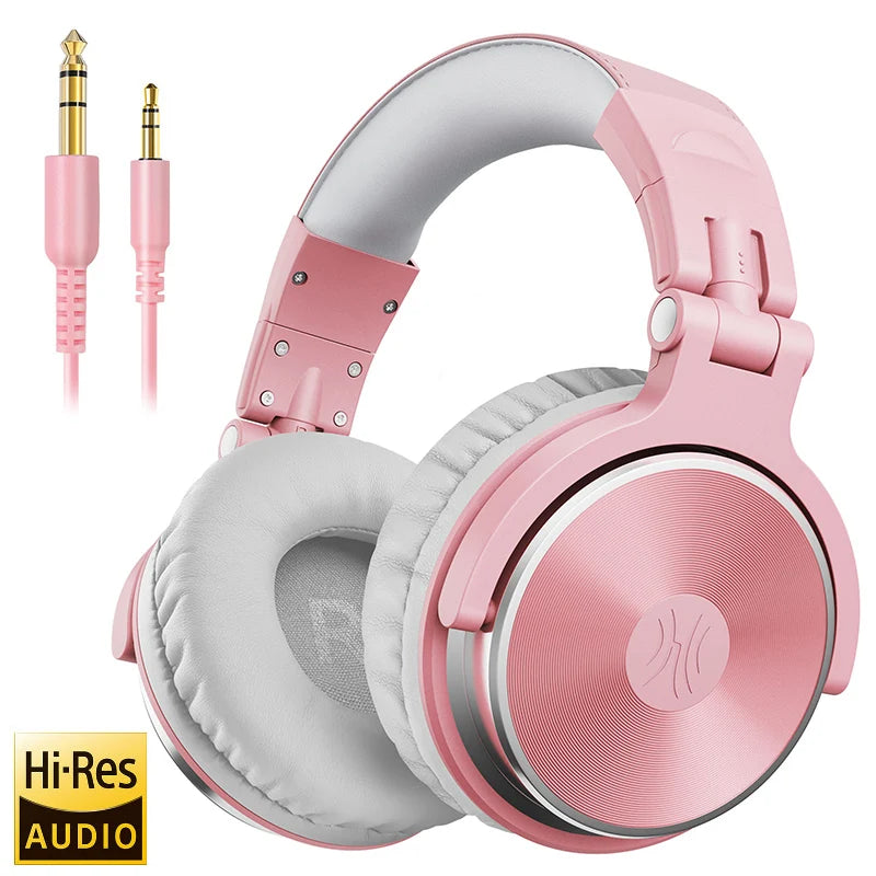 Professional Wired Studio Monitor Headphones with Microphone Over Ear Headset for Mixing and Gaming