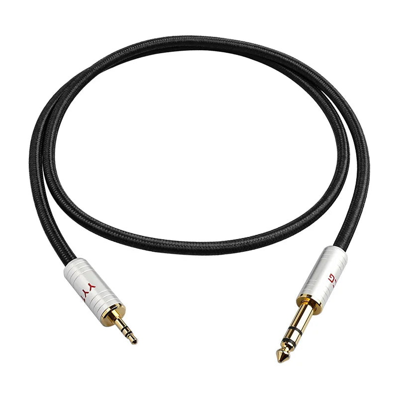 Premium 3.5mm to 6.35mm Silver Plated Audio Cable with Gold Plug for HiFi Sound Systems