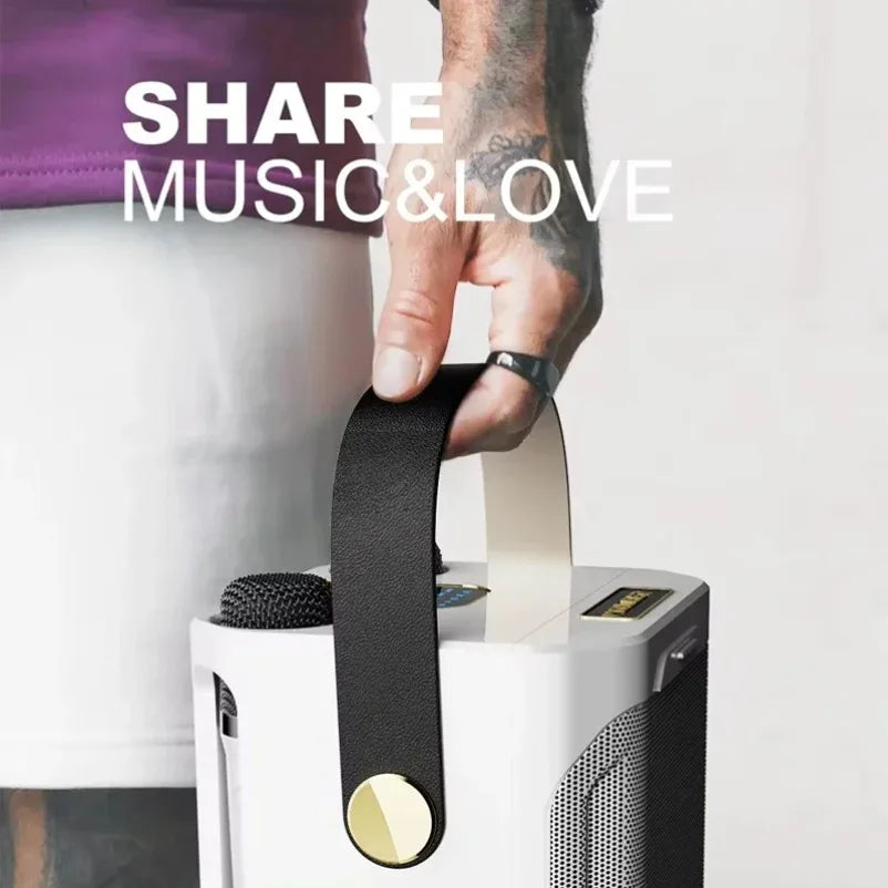 Premium Portable Bluetooth Karaoke Speaker with 360 Stereo Sound and Dual Microphones