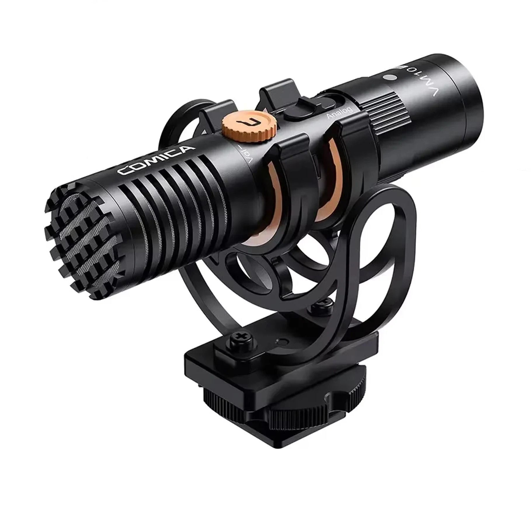On-Camera Cardioid Shotgun Microphone with Shock Mount for DSLR Smartphone and Action Cameras
