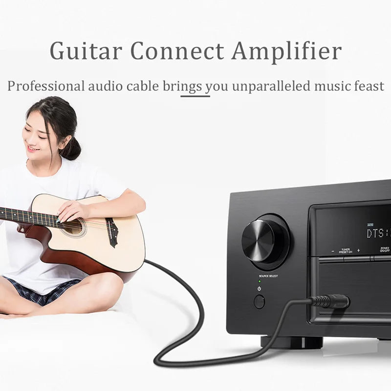 6.35mm Male-to-Male Jack Audio Cable for Guitar Mixer Amplifier Speaker Premium Aux Cable