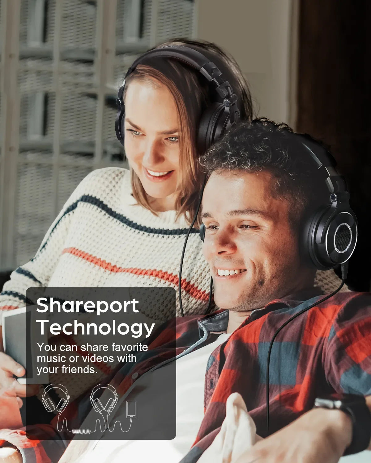 Professional Wired Over Ear Studio Headphones with Hi-Res Audio and Detachable Microphone