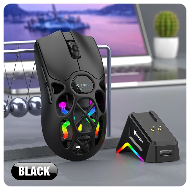 Wireless Bluetooth Gaming Mouse with Three Modes 12000DPI and RGB Lighting Effects for Laptop