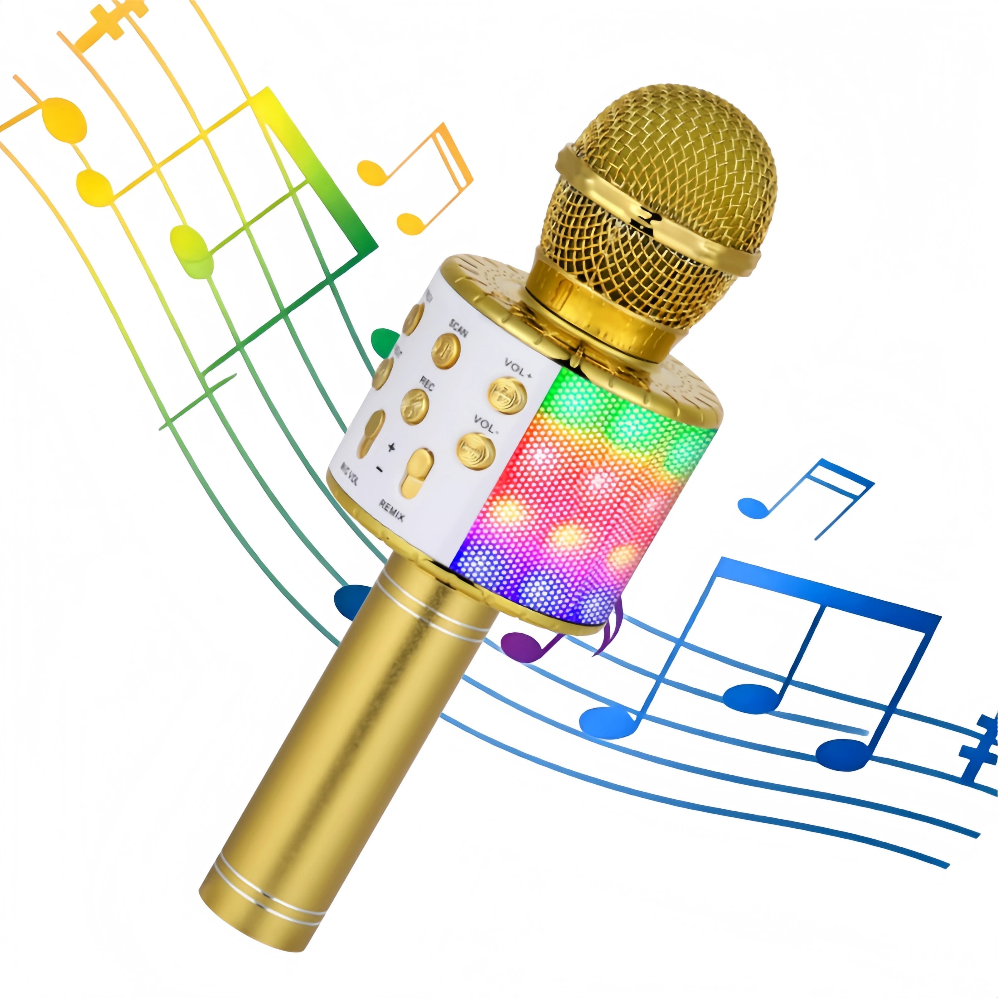 Wireless Kids Karaoke Microphone with Bluetooth Speaker Voice Changer and LED Lights