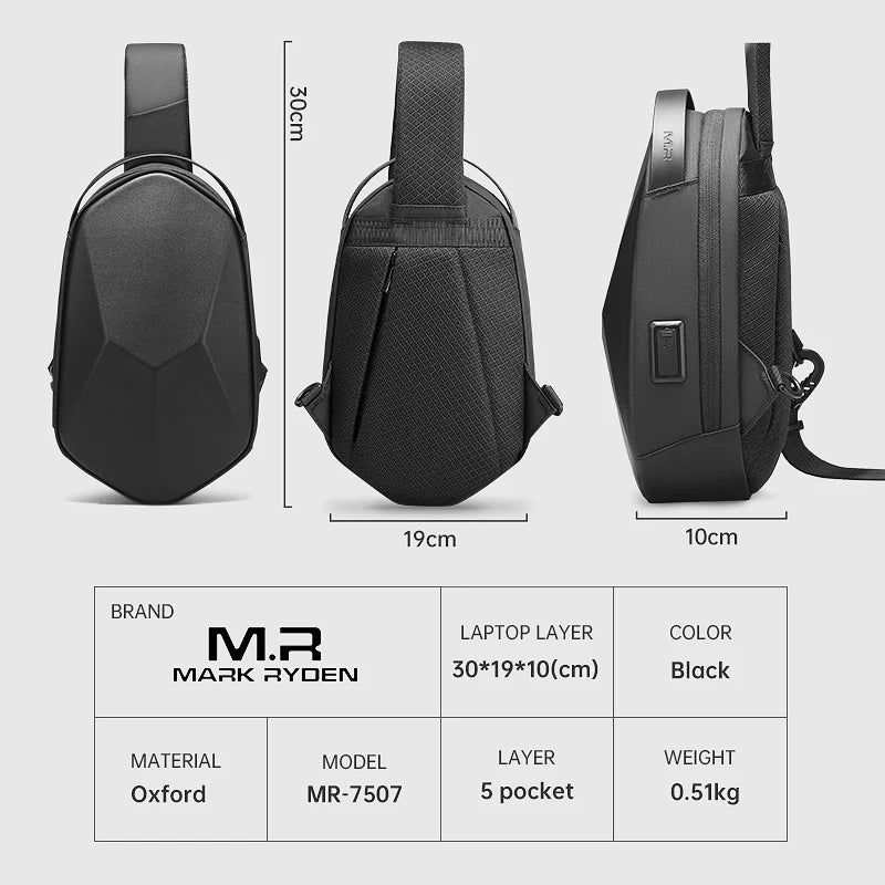 Water Resistant Crossbody Sling Bag with USB Charging and Anti-Theft Design for Tablets and Travel