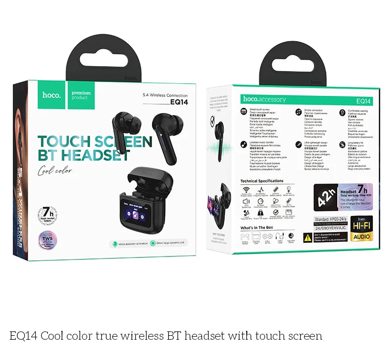 Wireless Bluetooth 5.4 Earbuds with LED Touch Screen Charging Case HiFi Stereo Earphones with Mic