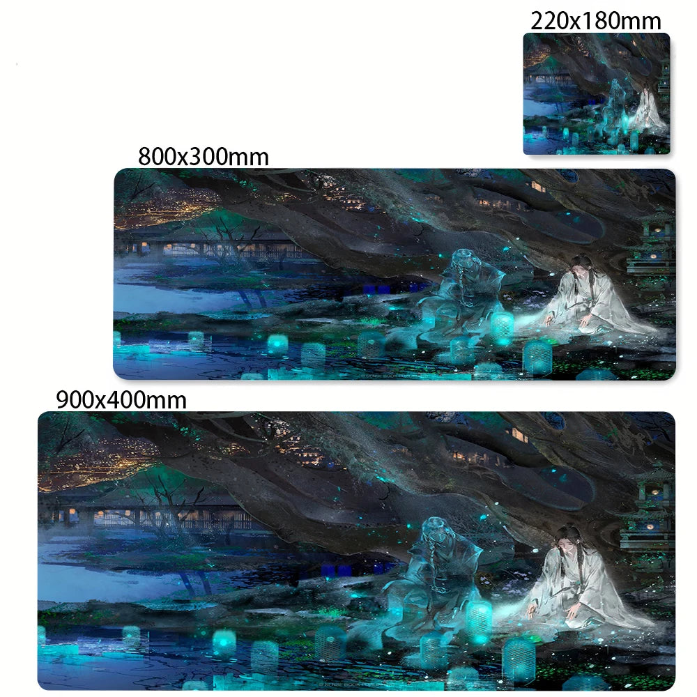 Large Non-slip Desk Mouse Pad with Stitched Edges and Wrist Rest for Office and Gaming Setups