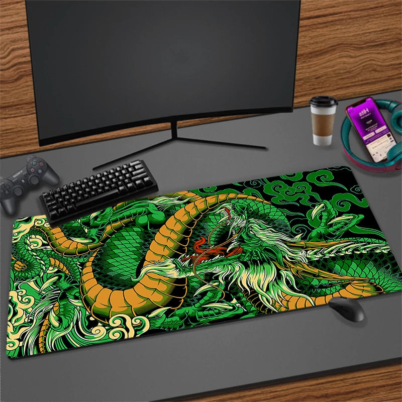 Large Extended Anti-Slip Mouse Pad for Gaming Desk with Durable Stitched Edges and Dragon Design