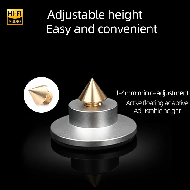 High Fidelity Adjustable Speaker Spike Feet Aluminium and Carbon Fibre Isolating Pads